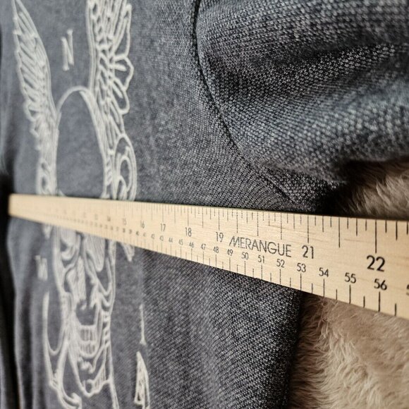 Zara Man Sweatshirt Skull Graphic Crewneck Mens Size L Sweater Long Sleeve Gray - Picture 3 of 10